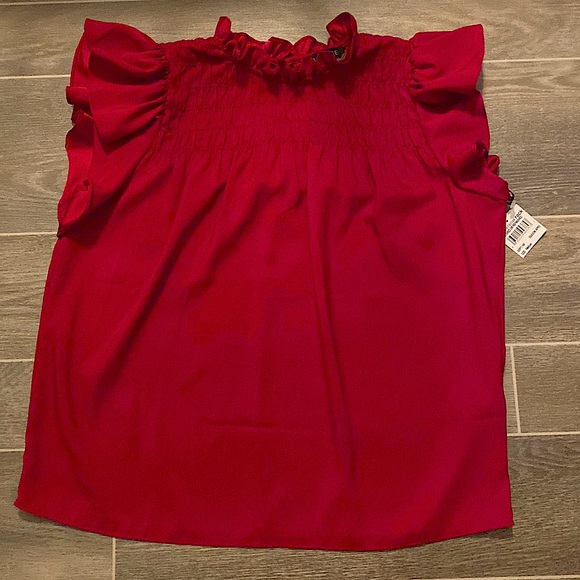 1.STATE Women's Red Ruffle Yoke Top - Picture 3 of 7